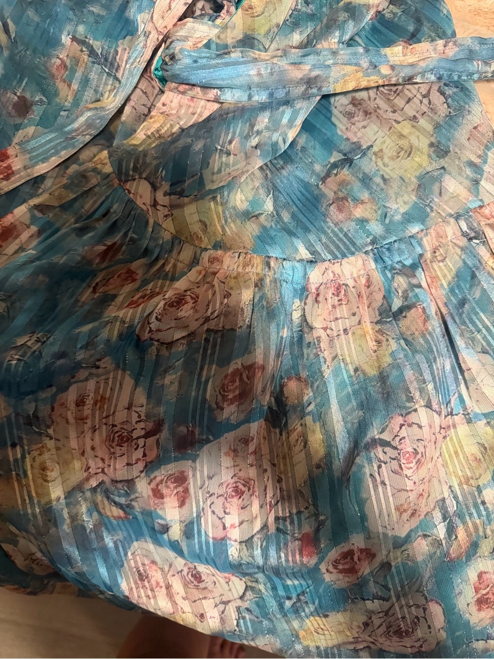 Blue floral wrap maxi dress - Picture 3 of 4